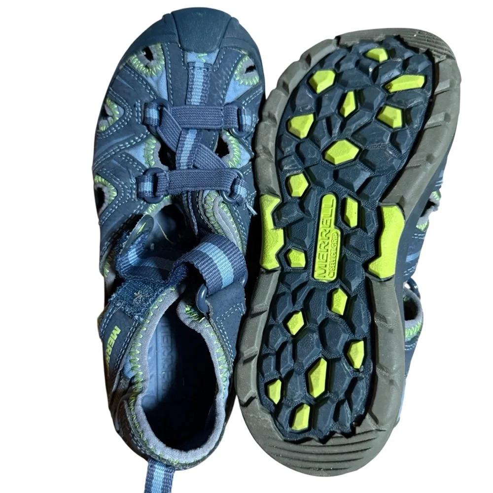 Merrell Hydro Hiker sandals size youth 1M blue green outdoor water shoes